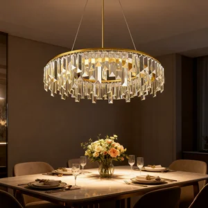 JACKSUN Golden Crystal Pendant Lamp Luxury Living Room  Chandelier for Home Decoration Dining Bedroom Pendant Light