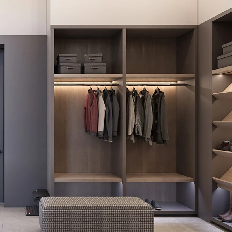 Modern Walk in Robe Wooden Wardrobe Walk in Closet for Bedroom with Sliding Door