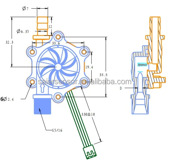 Food Grade POM Flow Sensor 0.15-1.5L/min Hall Effect Water Flow Sensor Flowmeter for Water Dispensers Coffee Machines