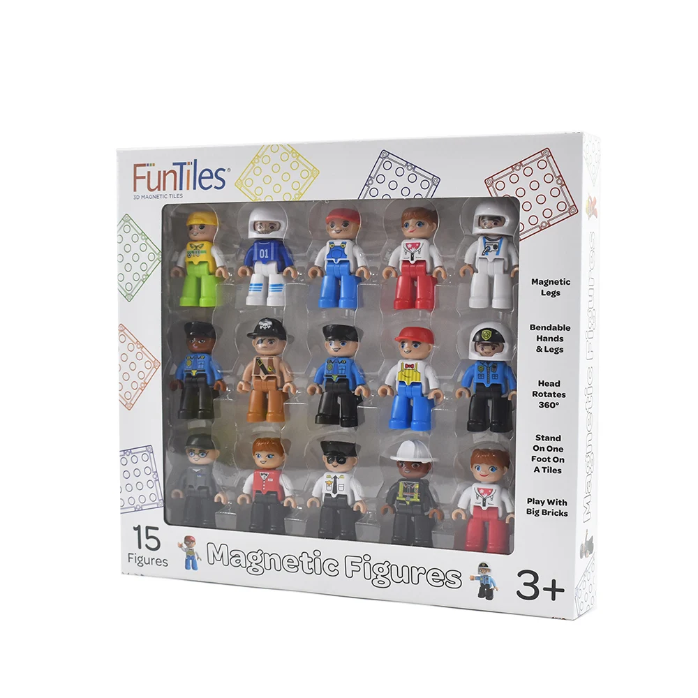3D Magnetic Figures Magnetic Building Blocks Mini Bricks Plastic Cartoon Dolls Action Toy Figures Kids Toy Set