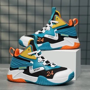 Kids Shoes Wholesale Custom New Arrival Unisex Fashion Breathable Sneakers Mesh Kids Basketball Style Shoes