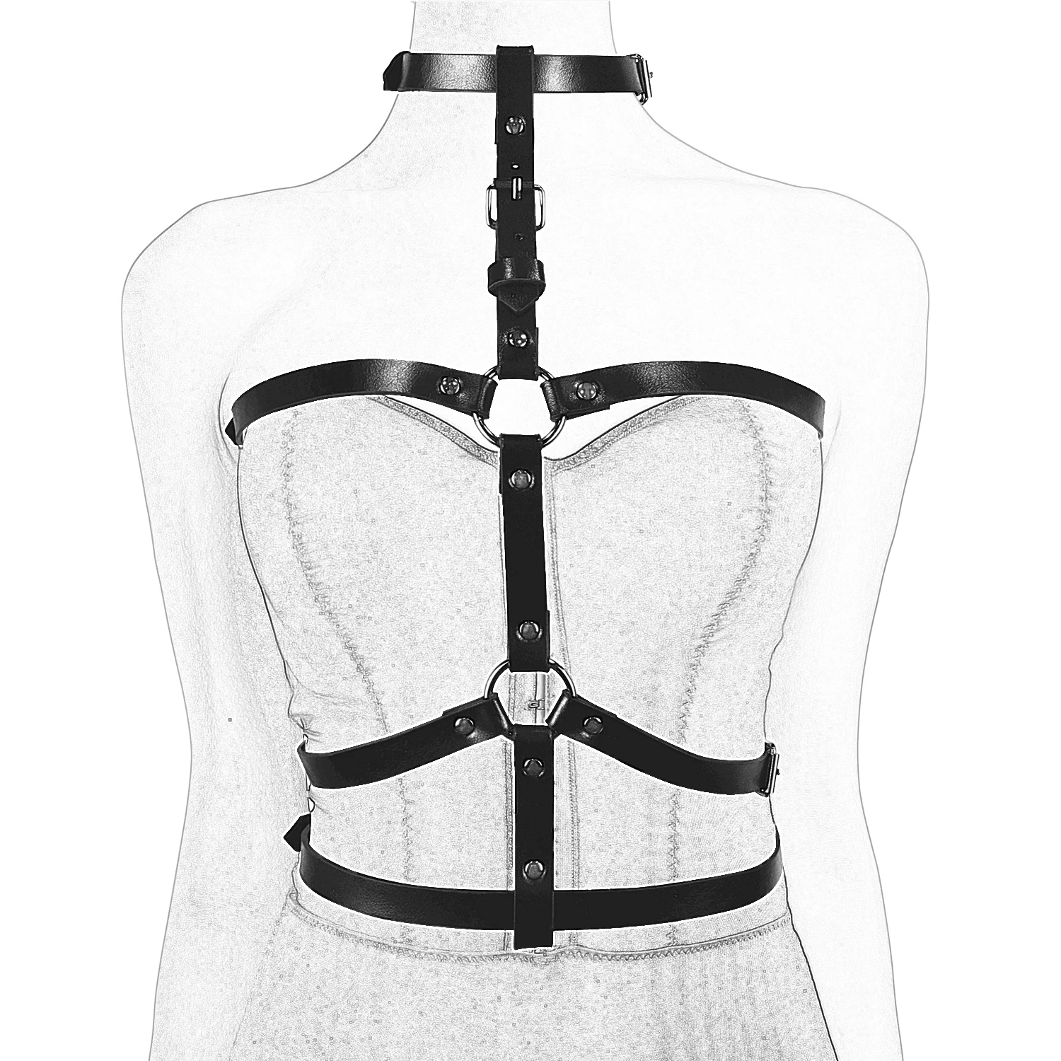 Body Chest Harness Waist Harajuku Belt Bandeau Lingerie Halter Caged Bra Adjustable Strap for Women