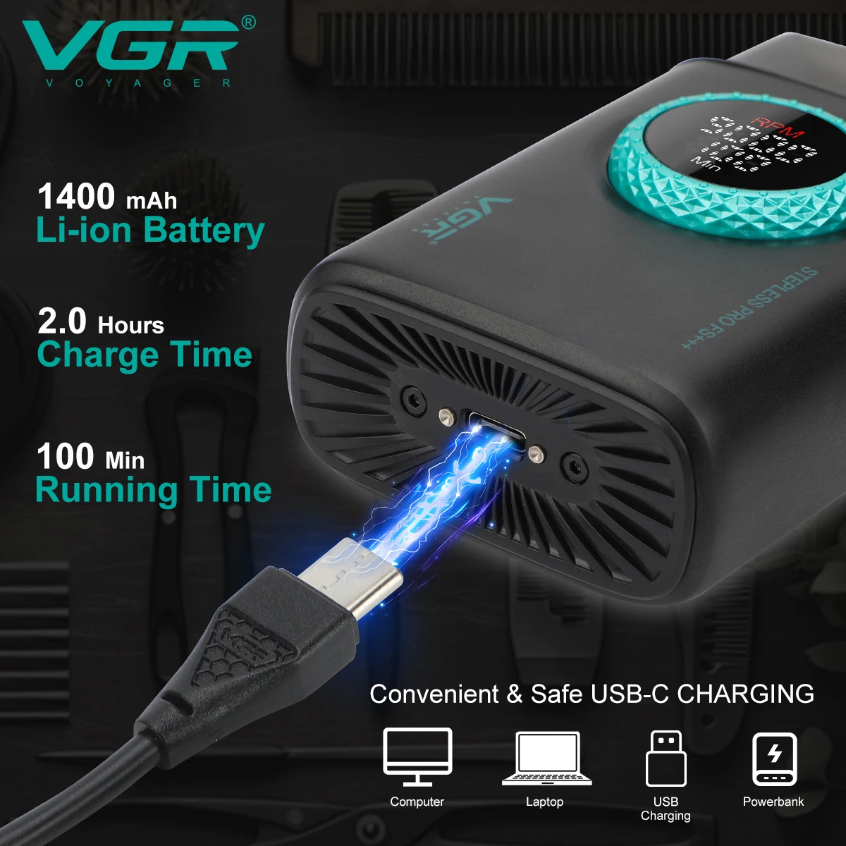 VGR V-378  High-Speed Rechargeable Professional Electric Dual Foil Shaver for Men