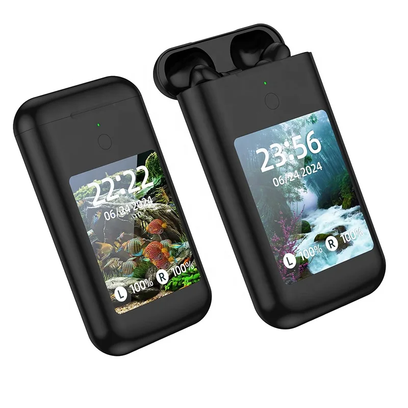 TF20 BOX TWS Earphone LCD Color Touch Screen 8000mah Long Battery Life Power Bank in Ear True Wireless Earbuds TF20 BOX