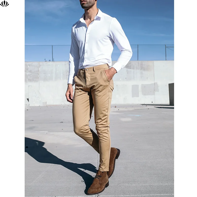 19 inch neck dress shirts slim fit Comfort Stretch Non-Iron Solid Dress Shirt main image 1
