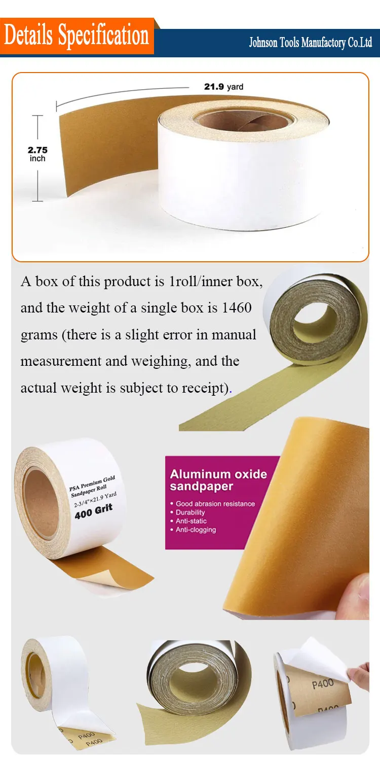 Aluminum Oxide Automotive Sandpaper Abrasive Sand Paper Rolls For