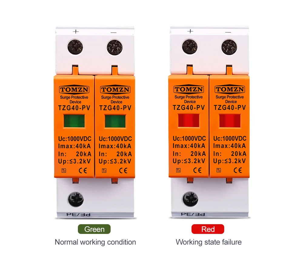 SPD DC 1000V 20KA~40KA House Surge Protector Protective Low-voltage Arrester Device
