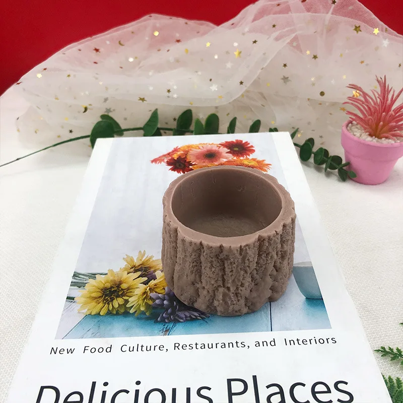 3D Tree Stump Flower Pot Shape Silicone Mold Epoxy Resin DIY Polymer Clay Plaster Tool Succulent Plants Pot Decoration Mould