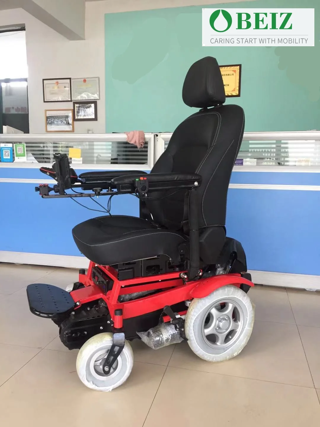 off road automatically climbing stair level electric handicapped wheelchair thickened lengthen tank track undetachable- BZ-Q7 factory