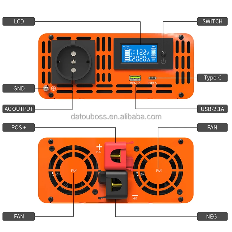 Datouboss 12v 24v 48v Dc To Ac 110v 220v 230v 240v 3000w Off Grid Pure ...