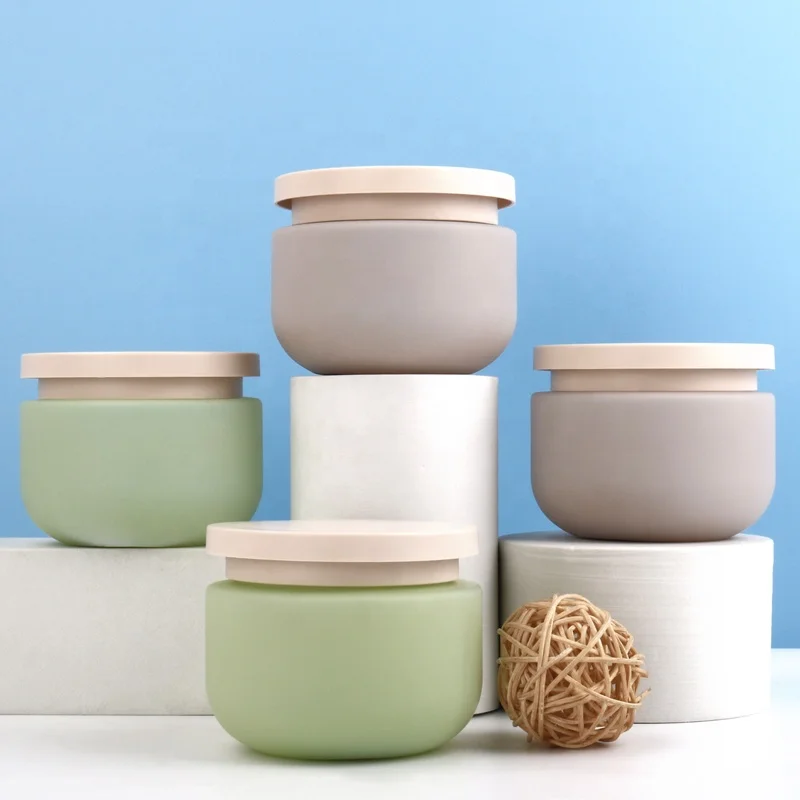 Wholesale Skin Care Face Cream Matte Hdpe Plastic Green Brown Cream 8oz Cute Cosmetic Jars 250ml