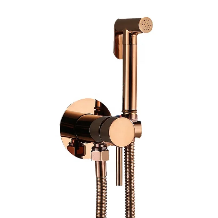 Copper Modern Concealed Wall-Mounted Single Handle Electroplated Hot/Cold Rain Bidet Sprayer Body Cleaning Device Washing Faucet