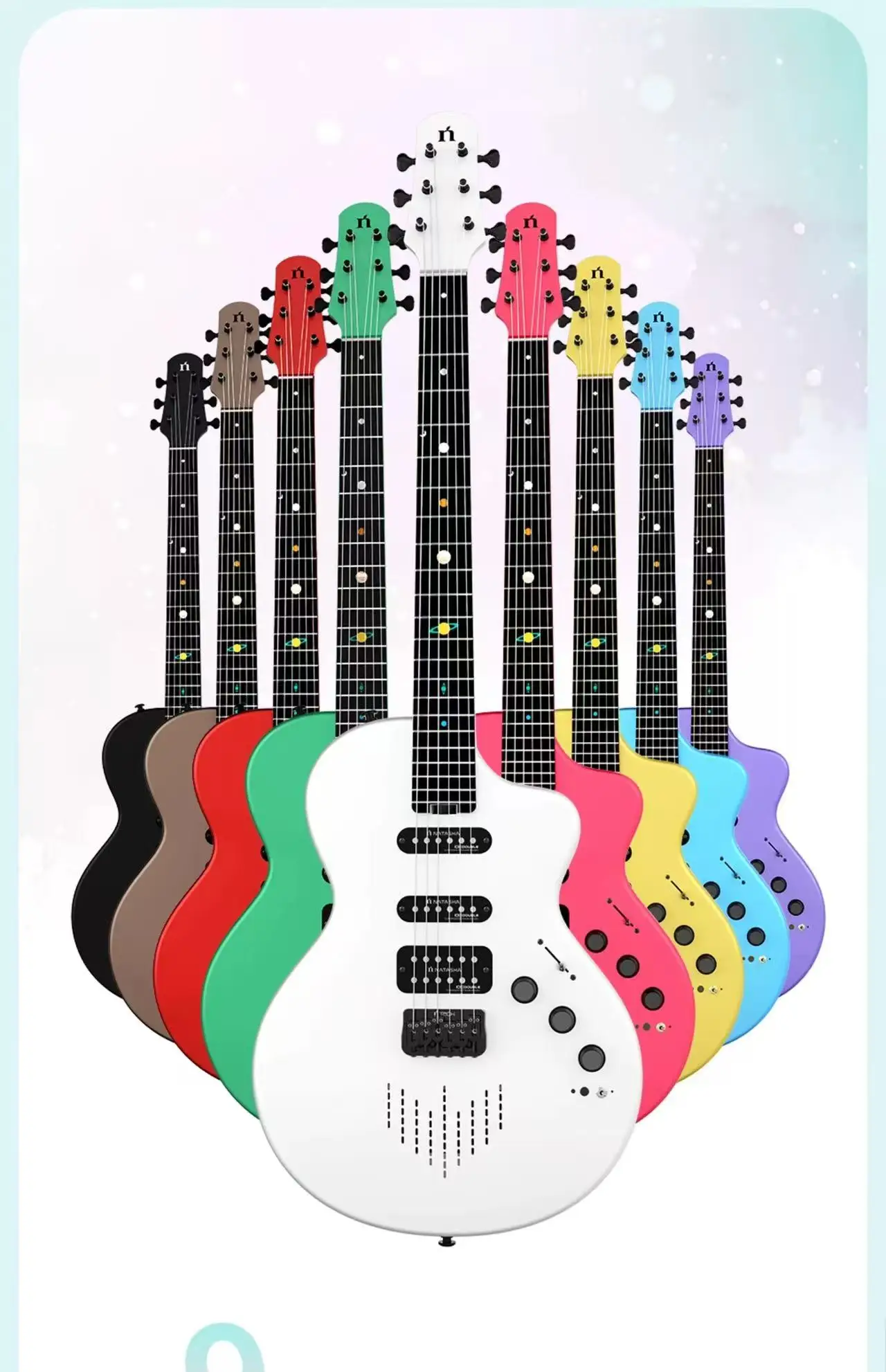 Natasha Nebulaスマートエレキギターカーボンファイバー構造シングル