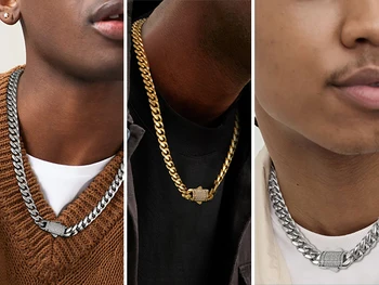 Collana Da Uomo Con Catena A Maglie Cubane Miami Pesante In - Foto 5