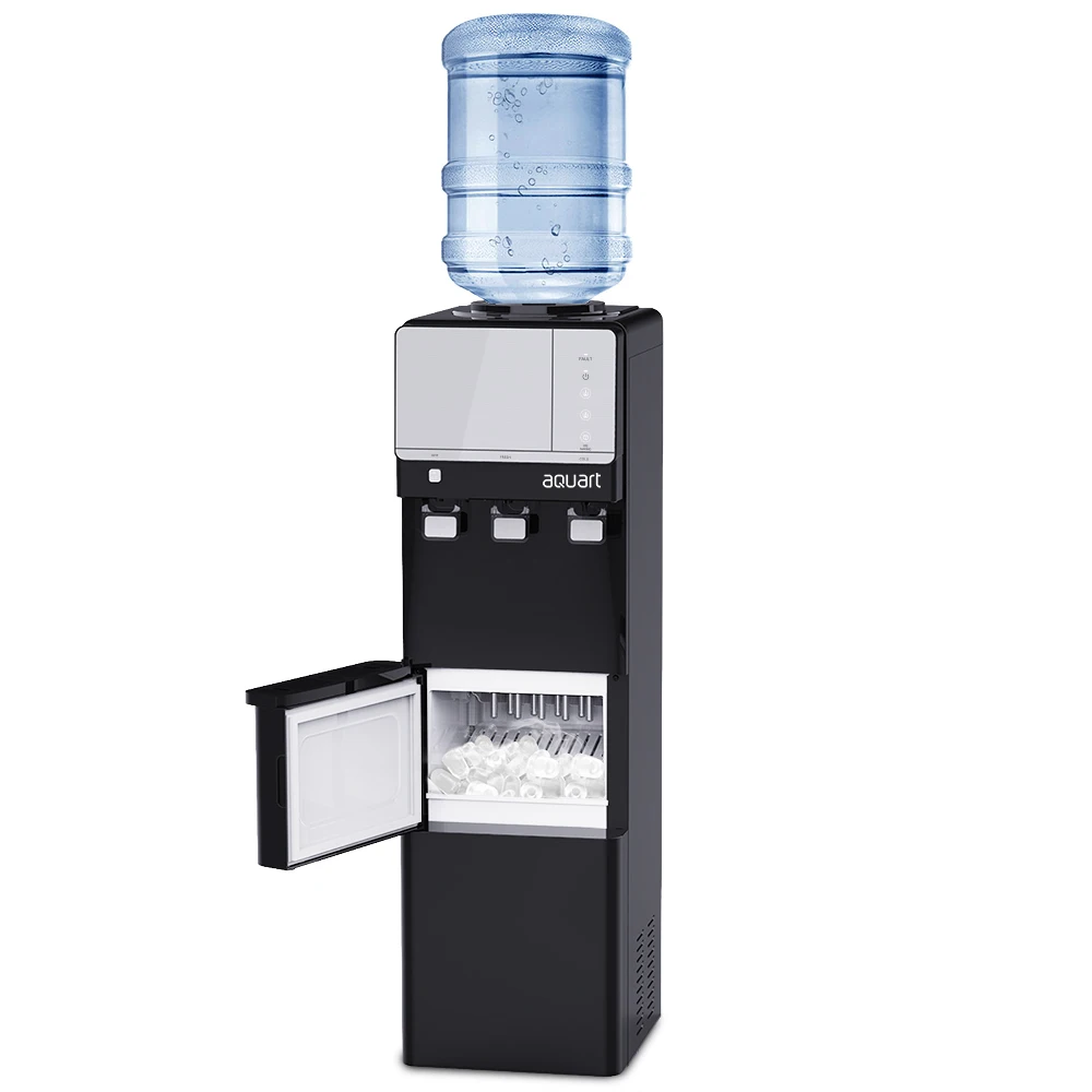 Ice Cube Maker with Water Dispenser 3 Temperature Touching Control Panel 12kg Ice Cube Per Day BYCZ581 2 in 1 Electric Stand
