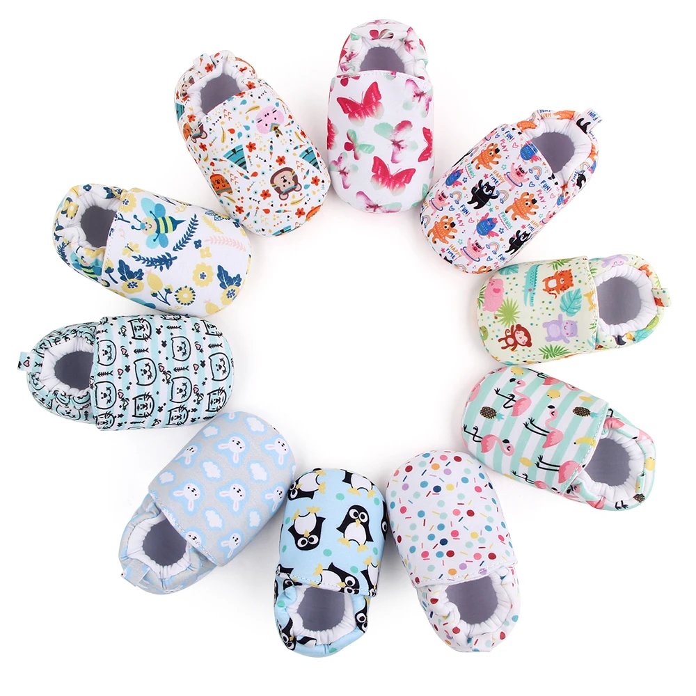 Spring and Autumn 0-1 Year Old Baby Cartoon Pattern Soft Sole Non-slip Toddler Cotton Shoes