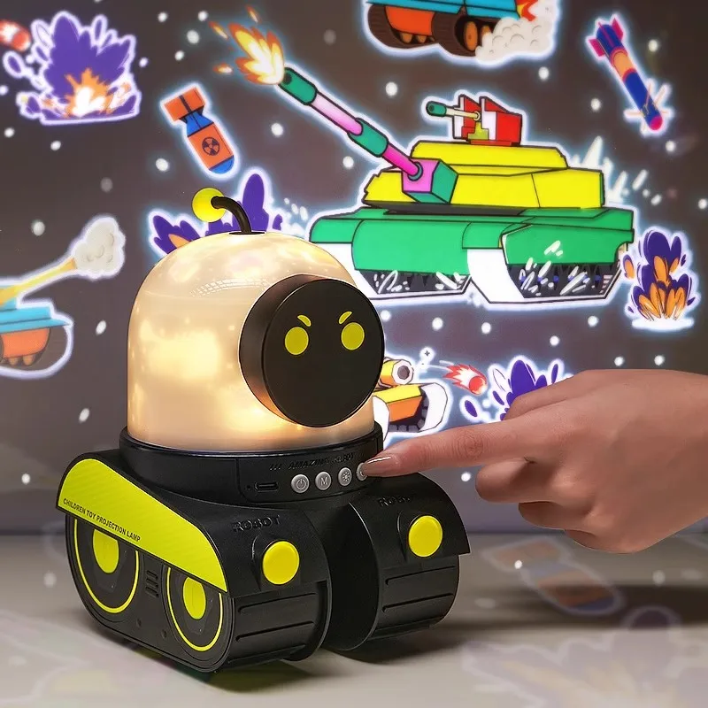 クリエイティブギフトおもちゃロボットナイトライト360度回転投影星空
