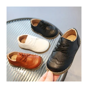 British Style Fit Kids School Shoes Wholesale Pu Leather Black and White Footwear Children Fashion Customized Boys Dress Shoes