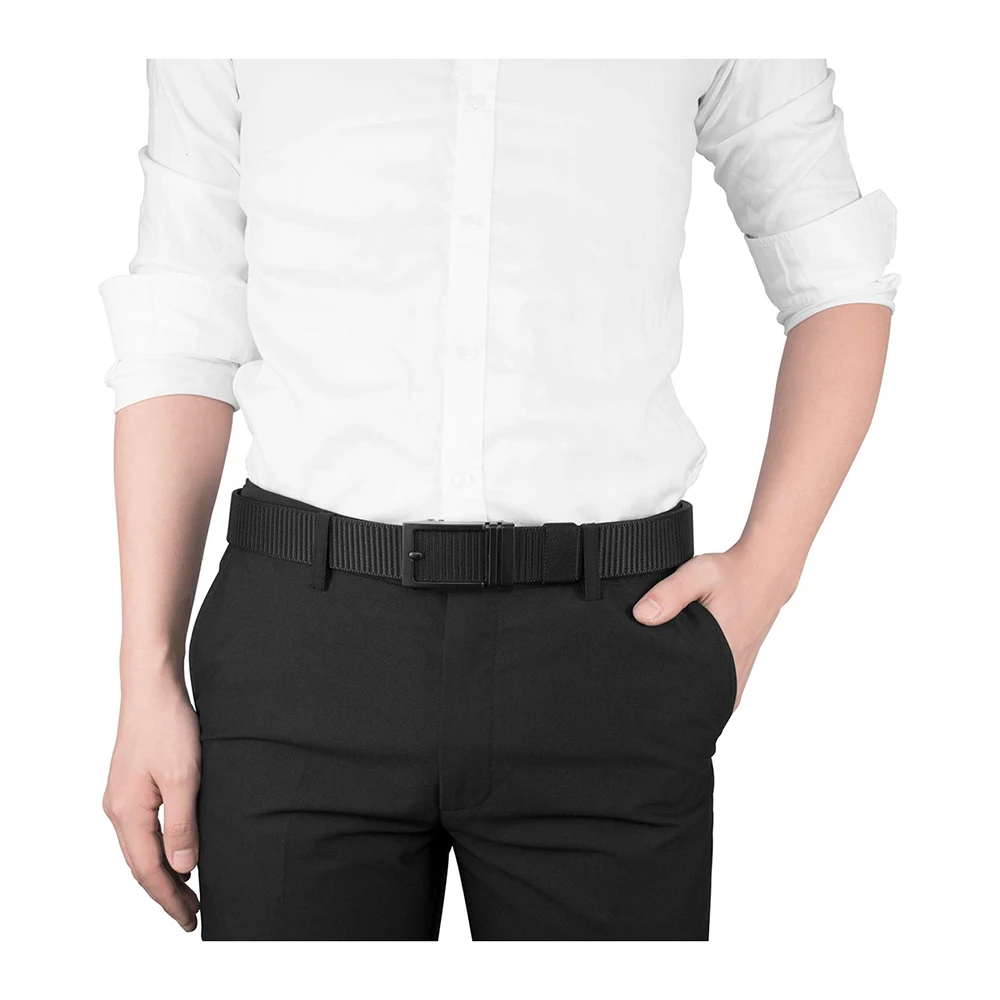 Wear-resistant Adjustable Training Ratchet Belt Durable Men Nylon Web Tactical Belt with Automatic Slide Buckle