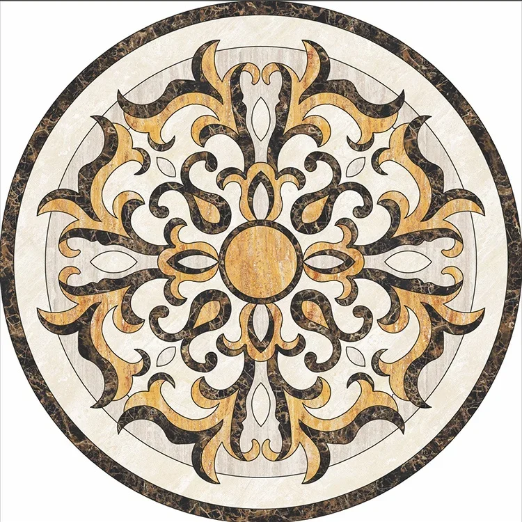 custom Luxury hotel flooring Laminated Marble waterjet medallion wall tiles