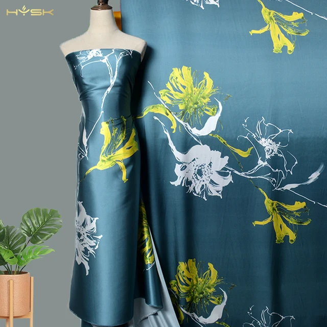 dubai Customized stain manufacturers Printed print floral satin Eco-Friendly 100 silk fabric with pattern for clothing