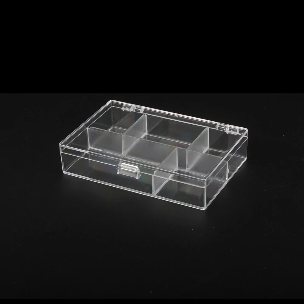 21837 High Clear 5 Grids Mini Transparent Plastic Acrylic Storage Box Bead Storage Finding Organizer