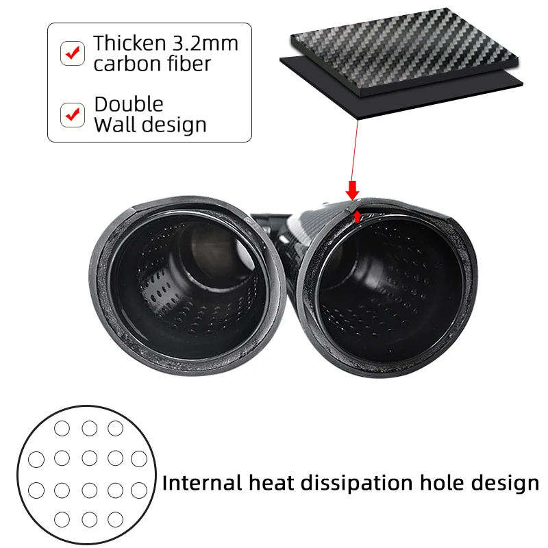 M Performance  Exhaust Tips Dual 80mm Outlet Muffler Pipe Carbon Fiber  Fit for bmw Car Modify Black Tail Pipes