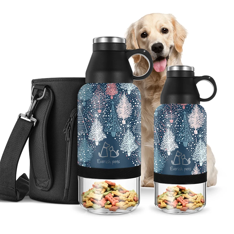 New 32oz 64oz Portable Dog Water Bottle W/ Dog Bowls,Stainless Steel