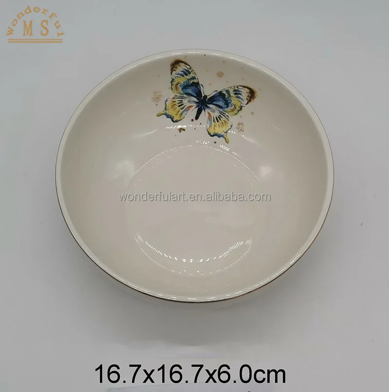 Butterfly decal paper ceramic dinner plate porcelain tray customized tableware for home decoration
