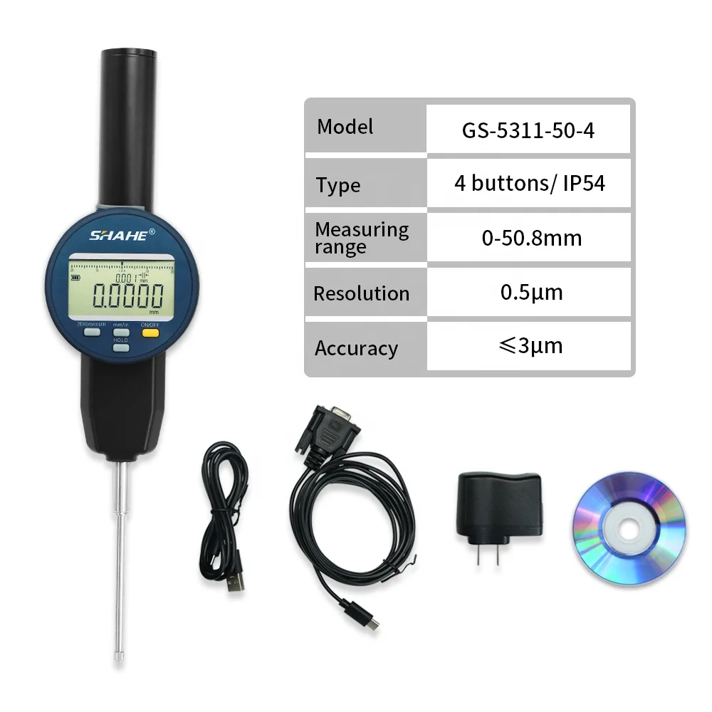 Новинка метрический/дюймовый Электронный индикатор SHAHE 0-50 8 мм 0 0005 с перезаряжаемой батареей водонепроницаемый цифровой