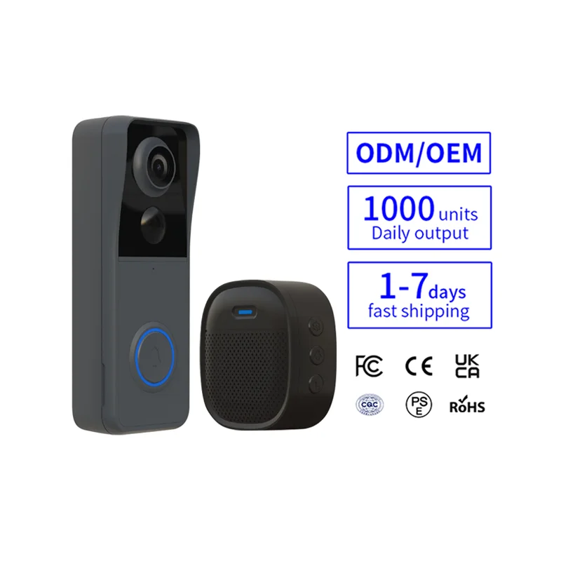 Dual Audio 2K Wireless Video Doorbell with Ring Camera WiFi Bluetooth  Supported Color Intercom Mobile APP Doorbell Camera