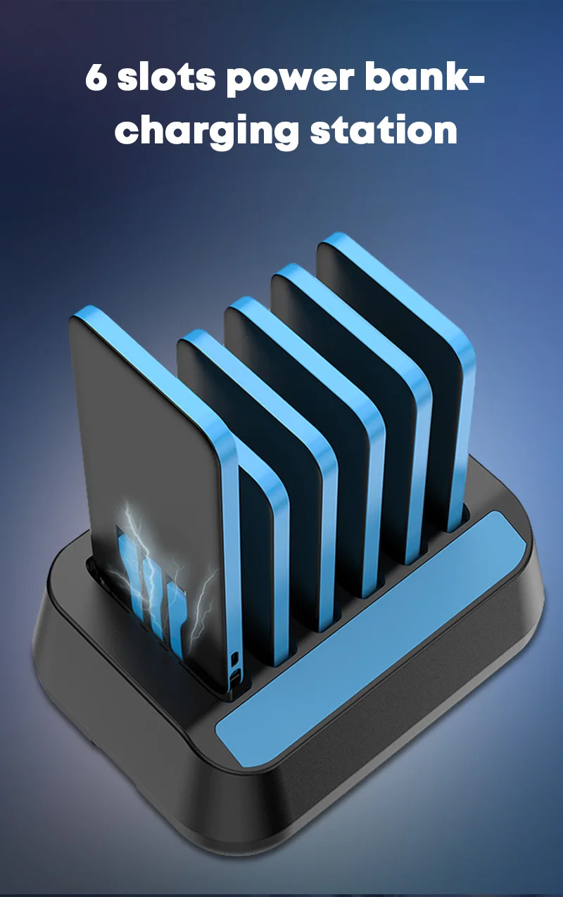 Restaurant Menu Holder Power Bank Station 6 Slot Desktop Advertising