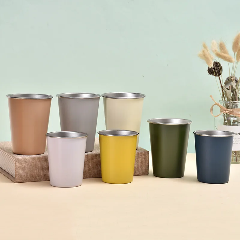 Mug Disposable 350ml 500ml Aluminum Tumblers Cup Beer Mug Recyclable