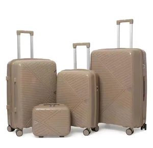 Luxury Unisex Fixed Caster Hard Shell PP Suitcase with Zipper Closure Eco-Friendly & Waterproof Lightweight for Travel