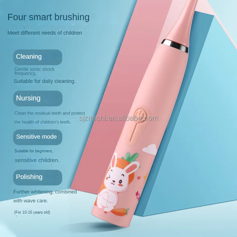 Мультяшная Милая перезаряжаемая вибрационная Автоматическая Мягкая Детская Ультразвуковая электрическая зубная щетка для детей