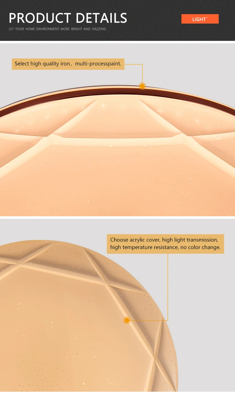 New Model Kitchen Corridor Decoration Acrylic Shade Iron Base LED Ceiling Light