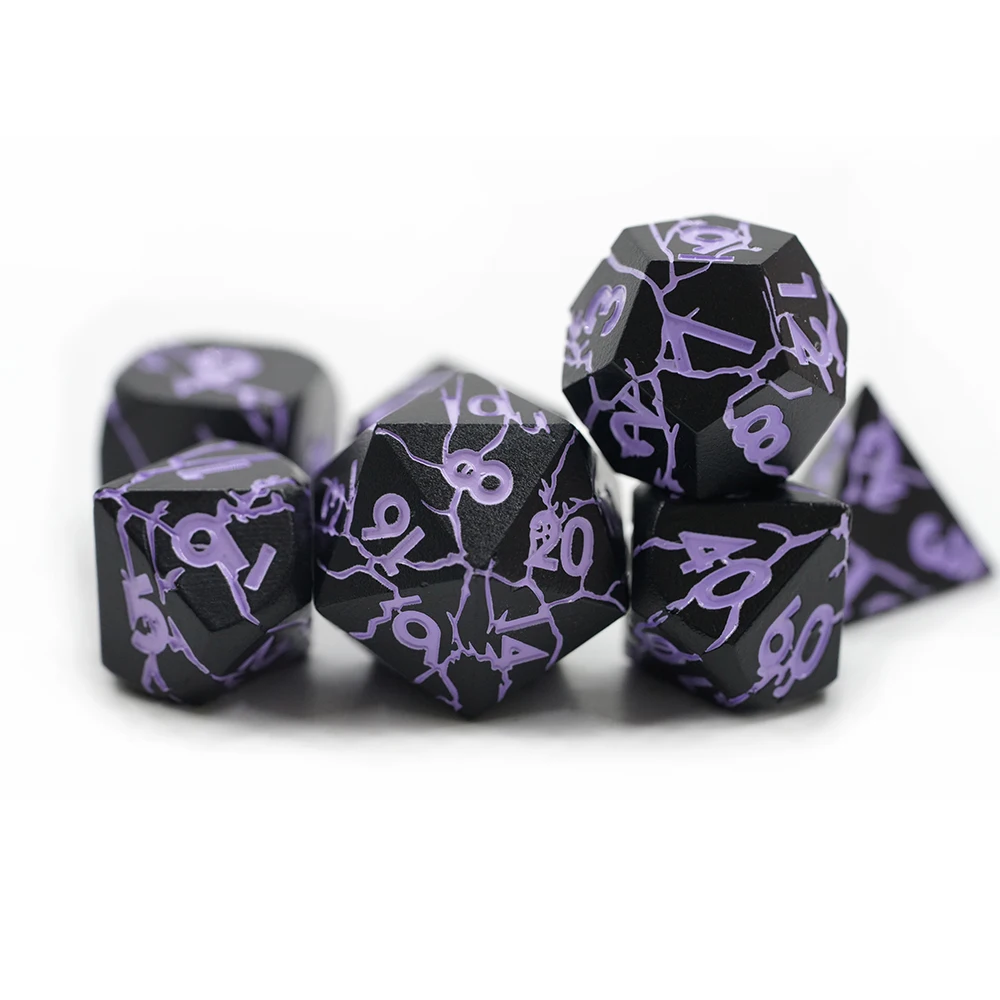 Beautiful Bulk Metal Dice Set Custom Logo Zinc Alloy Crack Shape for DND Games Available in Multiple Colors Wholesale manufacture