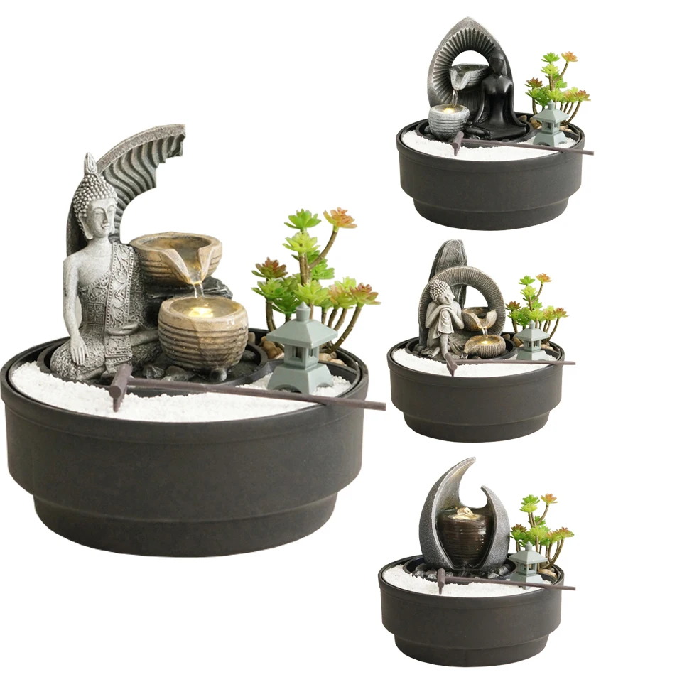 Table top Zen buddha indoor fountain with bonsai rock and rake| Alibaba.com