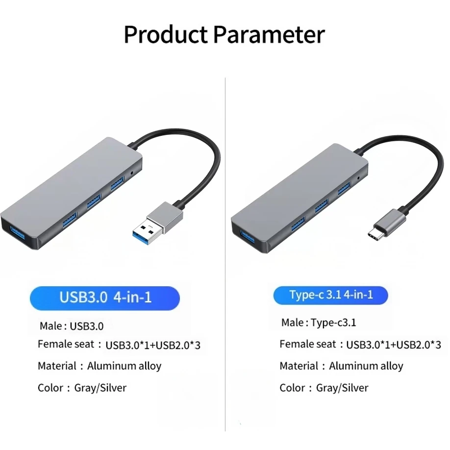 USB Type C Hub 3.0 - 4 Port Splitter for Macbook & Samsung