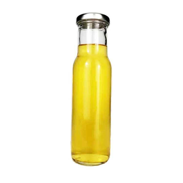 Wholesale 250ml Transparent Glass Bottle for for Cold Press Juice Ketchup with Metal Cover