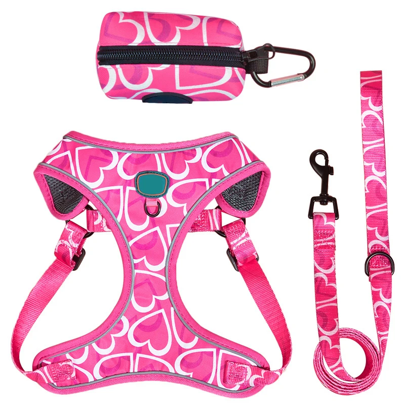 Factory source Custom Dog Harness Set with Matching Leash Collar Crossbody Shoulder Bag All Made Durable Polyester Manufacturer Designer