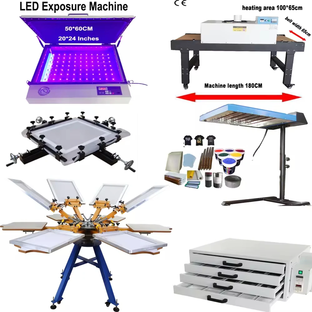 Full Kit  Manual Screen Printer 6 Color 6 Station NS606-ESU  Screen Printing for T Shirt