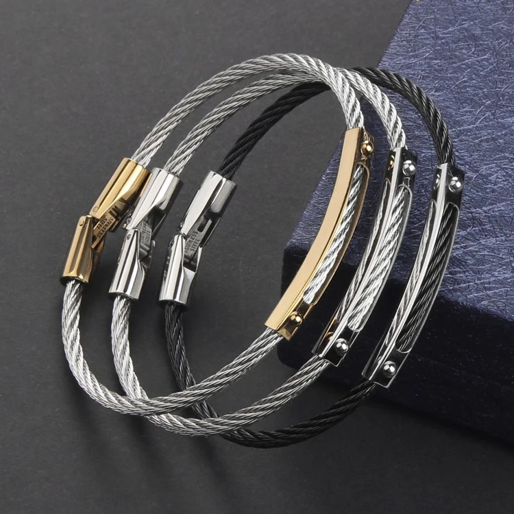Cable Bangles Simple Cable Bangle - 18K Gold Plated Stainless Steel