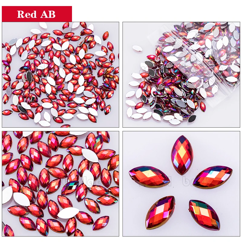 product factory wholesale 3x6mm 4x8mm chessboard horse eye shape flatback nail art resin rhinestones for garment-33