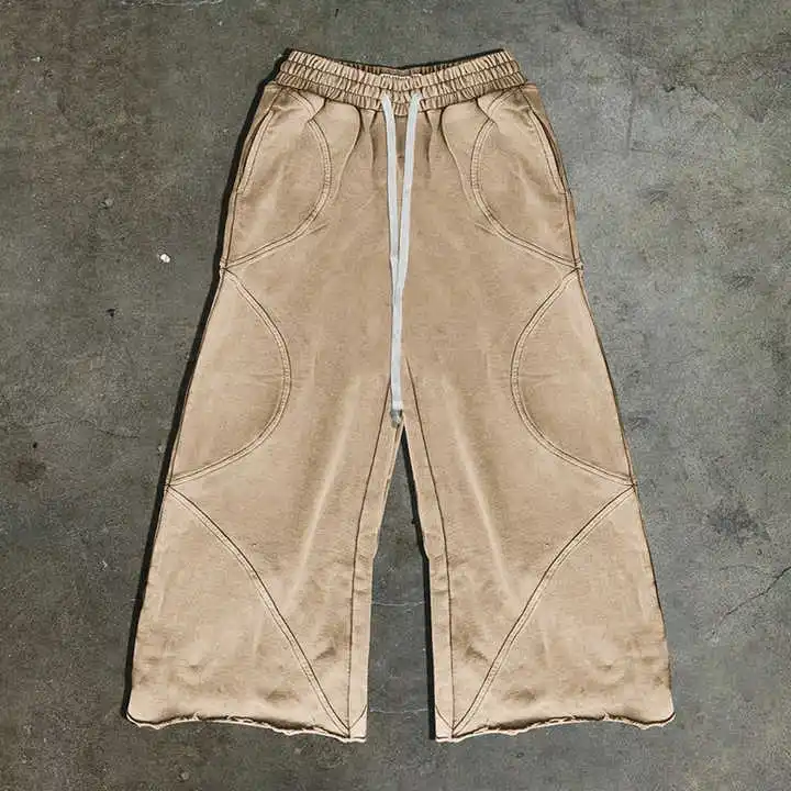 Salati Manufacturer High Quality Trackpants Sweat Jogger Pants Sun Faded Acid Wash Oversized Flared Baggy Sweatpants Men gallery 2