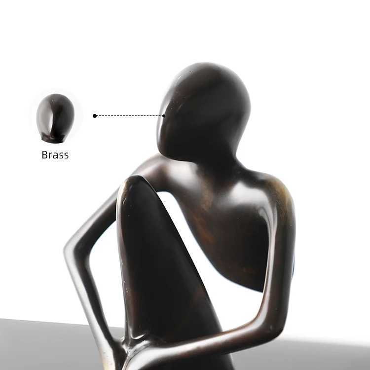 Современная Скандинавская офисная металлическая декоративная фигурка медитации с латунным покрытием, Настольная скульптура для гостиной