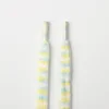 Striped white yellow plush shoelaces