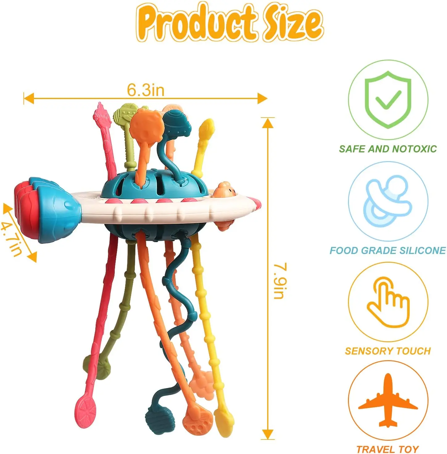 Silicone Pull String Toys For Toddlers Early Educational Activity Toy With Dimple Fidget