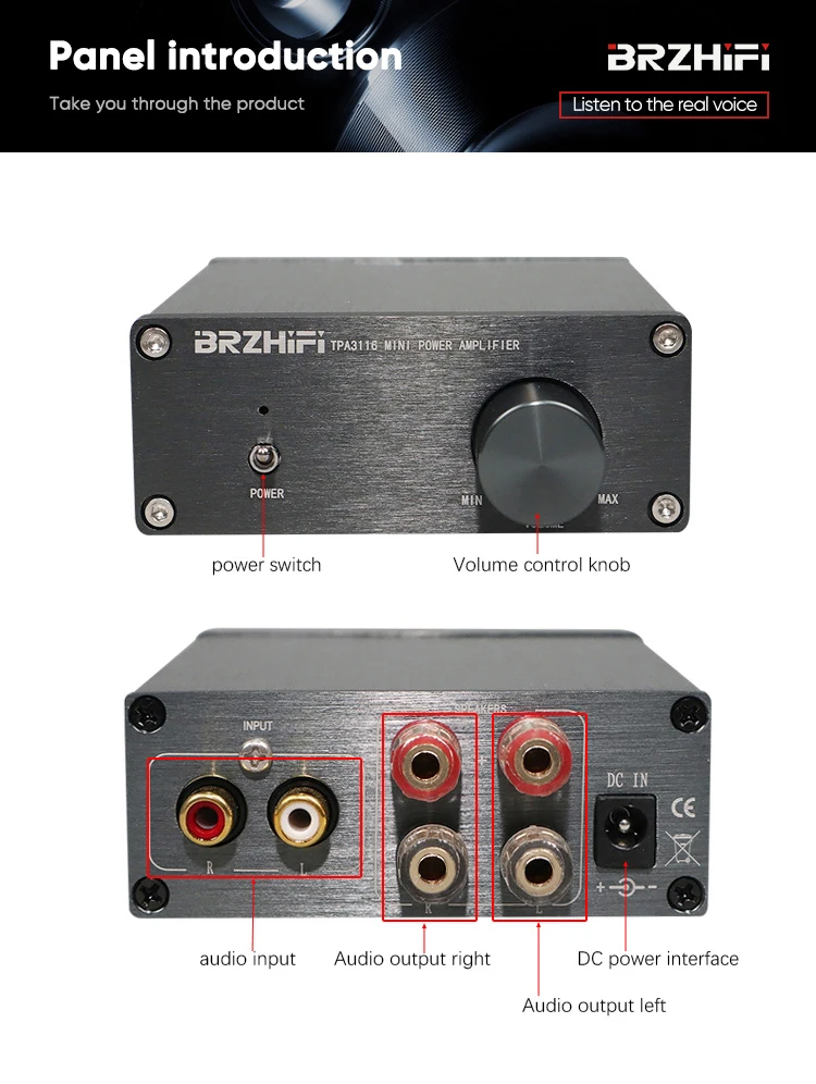 BRZHIFI 50B tpa3116 class D amplifier board 50W*2 BT 5.0  Audio Power mini  2.0 Channel amplifier stereo Digital Amplifier manufacture