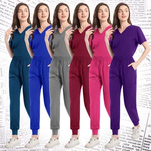 Elastic Quick-Drying Woven Eco-Friendly Scrub Suit Short Sleeve Doctor's Overall Operating Room Gown Women's Nursing Scrub